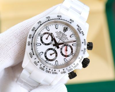 ROLEX Daytona Replica with Ceramic Bezel VK63 Movement Ceramics Case Sapphire Glass White Watch